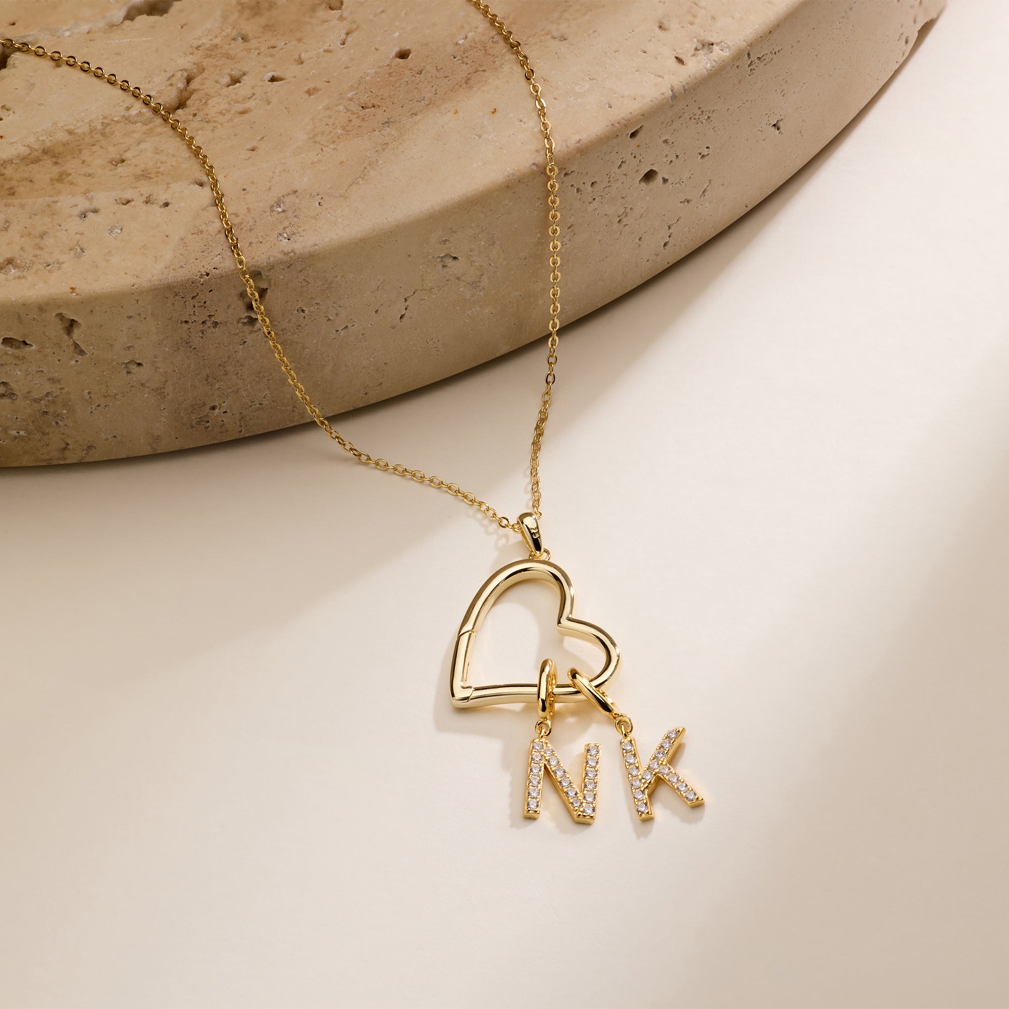 Custom Initial Open Heart Neck - đánh giá và giá Initial Letter Necklace 18K Gold