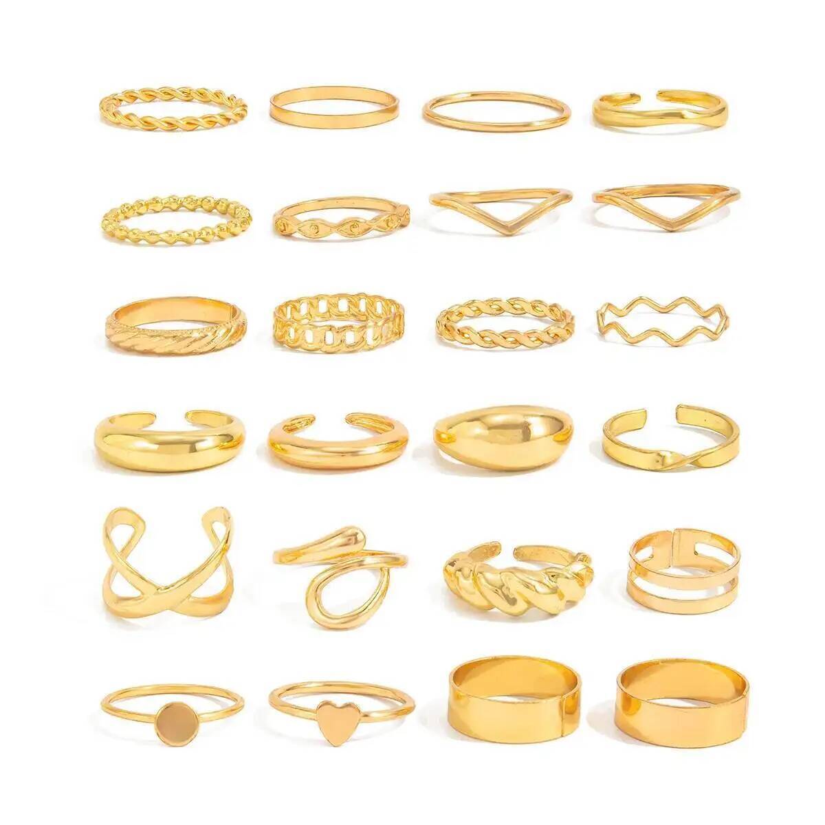 KunJoe 24Pcs/Set Trendy Irregu - đánh giá và giá Vintage Punk Knuckle Rings Set