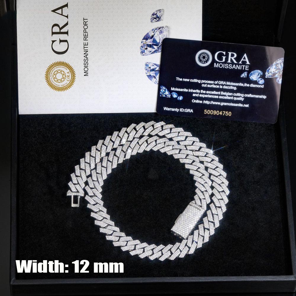 12mm 3 Rows Moissanite Iced Ou - đánh giá và giá Cuban Link Chain 12Mm