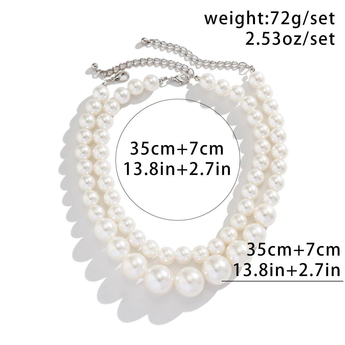 2Pcs/Set Exaggerated Big Imita - đánh giá và giá Pearl Choker Necklace Vintage