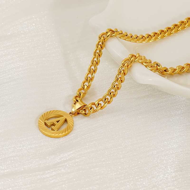 Stainless Steel 5MM Cuban Chai - đánh giá và giá Initial Letter Necklace 18K Gold