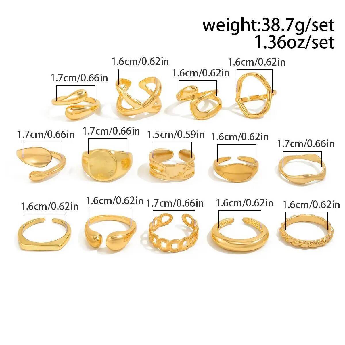 IngeSight.Z 14Pcs/Set Hip Hop  - đánh giá và giá Vintage Punk Knuckle Rings Set
