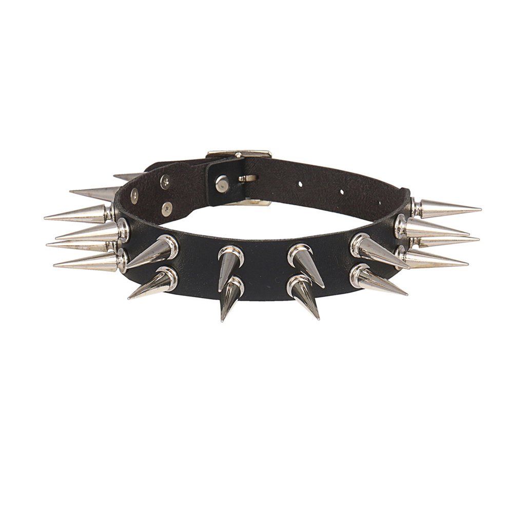 Long Spiked Choker Collar For  - đánh giá và giá Goth Punk Spike Choker