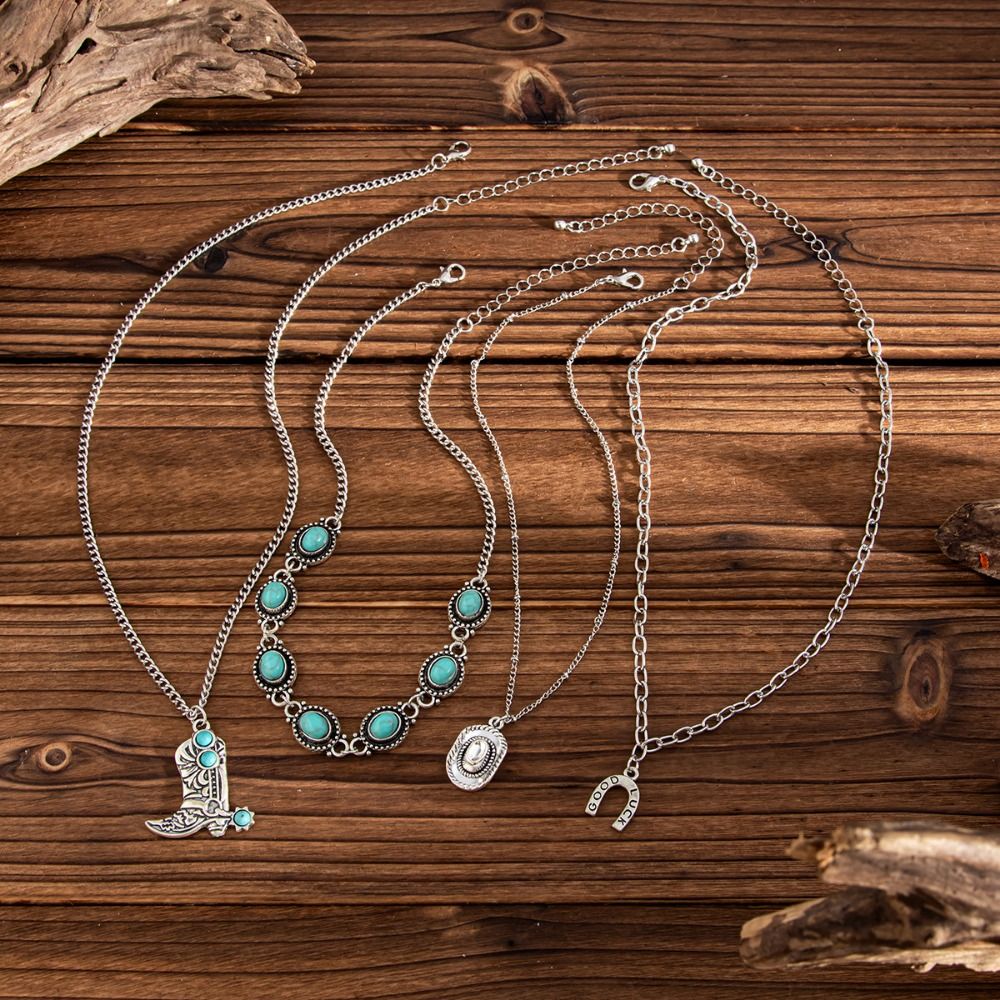Cowboy Boot Pendant Turquoise  - đánh giá và giá Layered Pendant Necklace Aesthetic