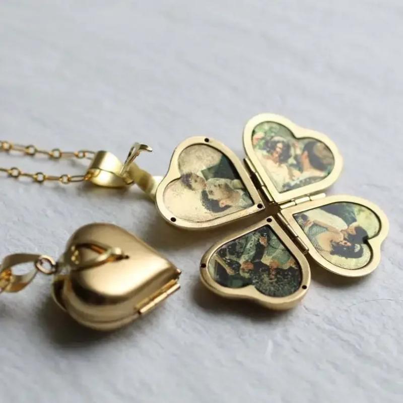 Vintage Folding Multi-Layer He - đánh giá và giá Heart Locket Necklace Photo