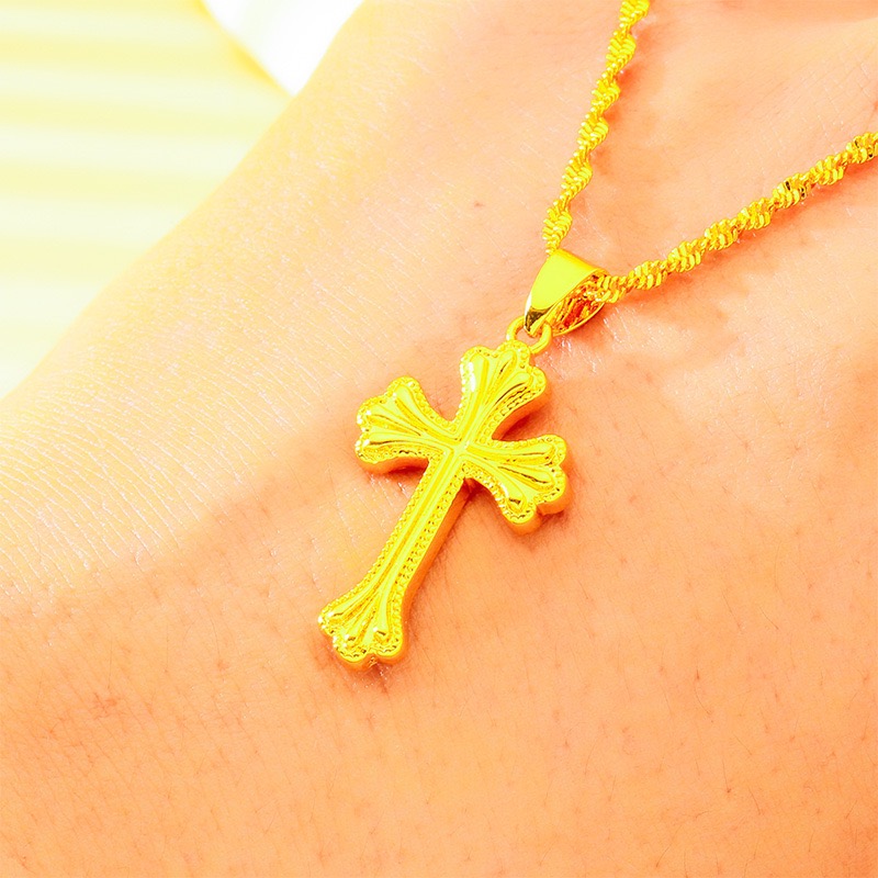 9999 24K genuine gold classic  - đánh giá và giá Cross Pendant Necklace Gold