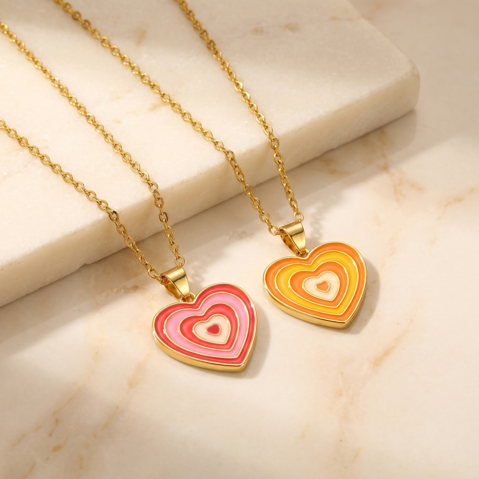 Y2K Style Layered Enamel Heart - đánh giá và giá Layered Pendant Necklace Aesthetic