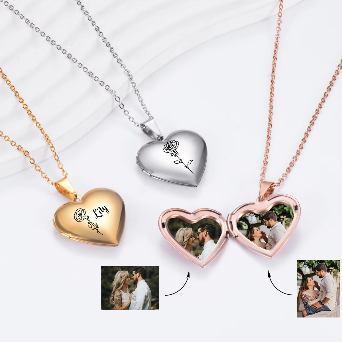 Custom Personalized Heart Birt - đánh giá và giá Heart Locket Necklace Photo