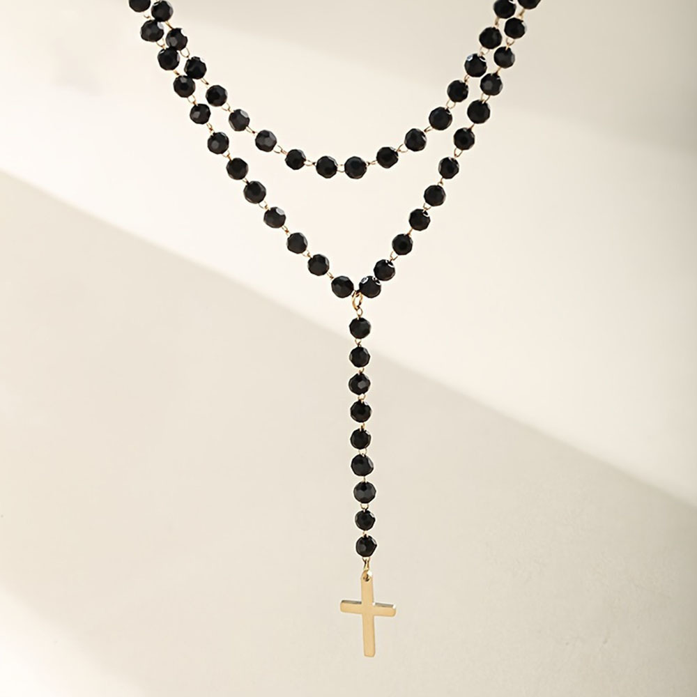 Gothic Double Layer Black Crys - đánh giá và giá Layered Pendant Necklace Aesthetic