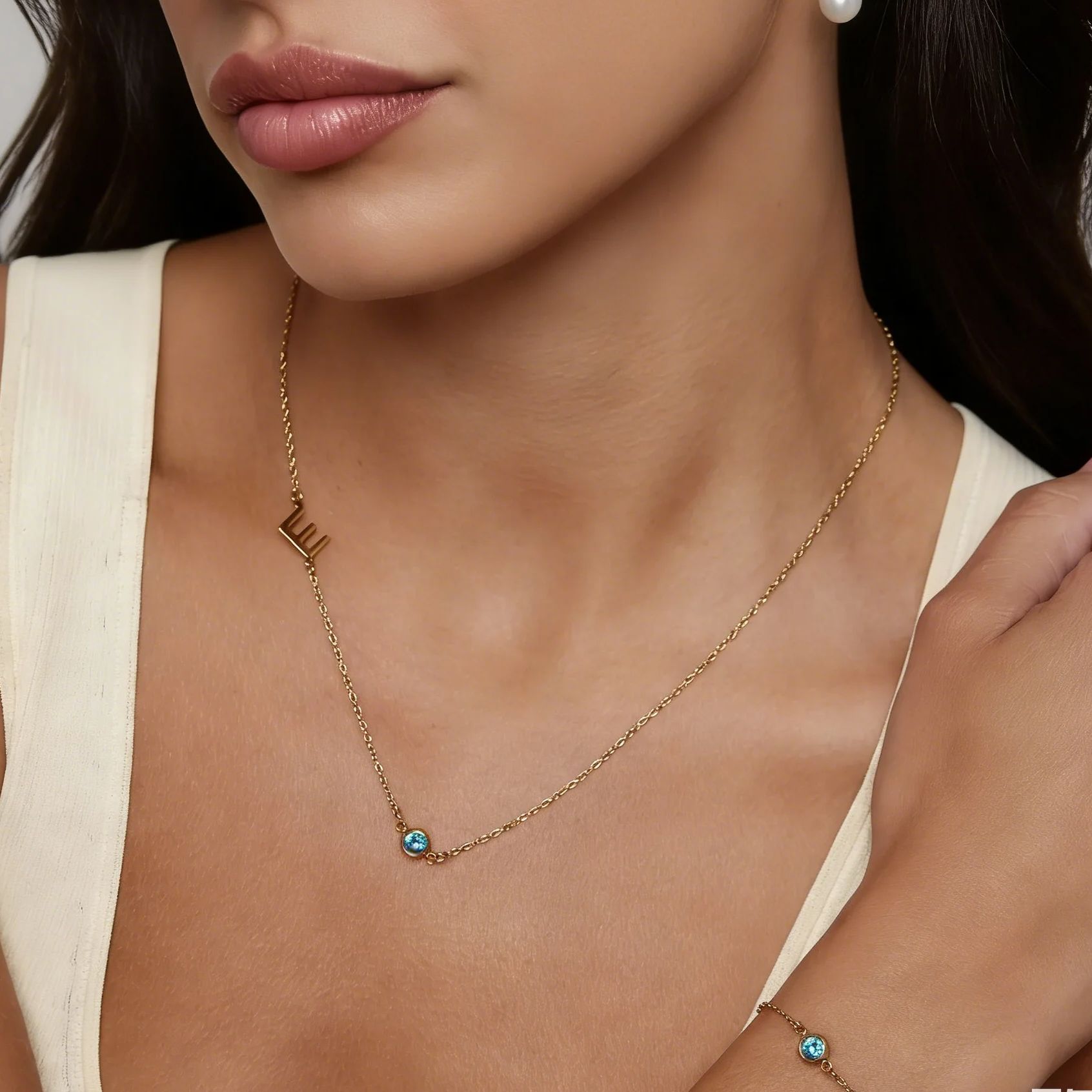 Side Set Initial Birthstone Ne - đánh giá và giá Initial Letter Necklace 18K Gold
