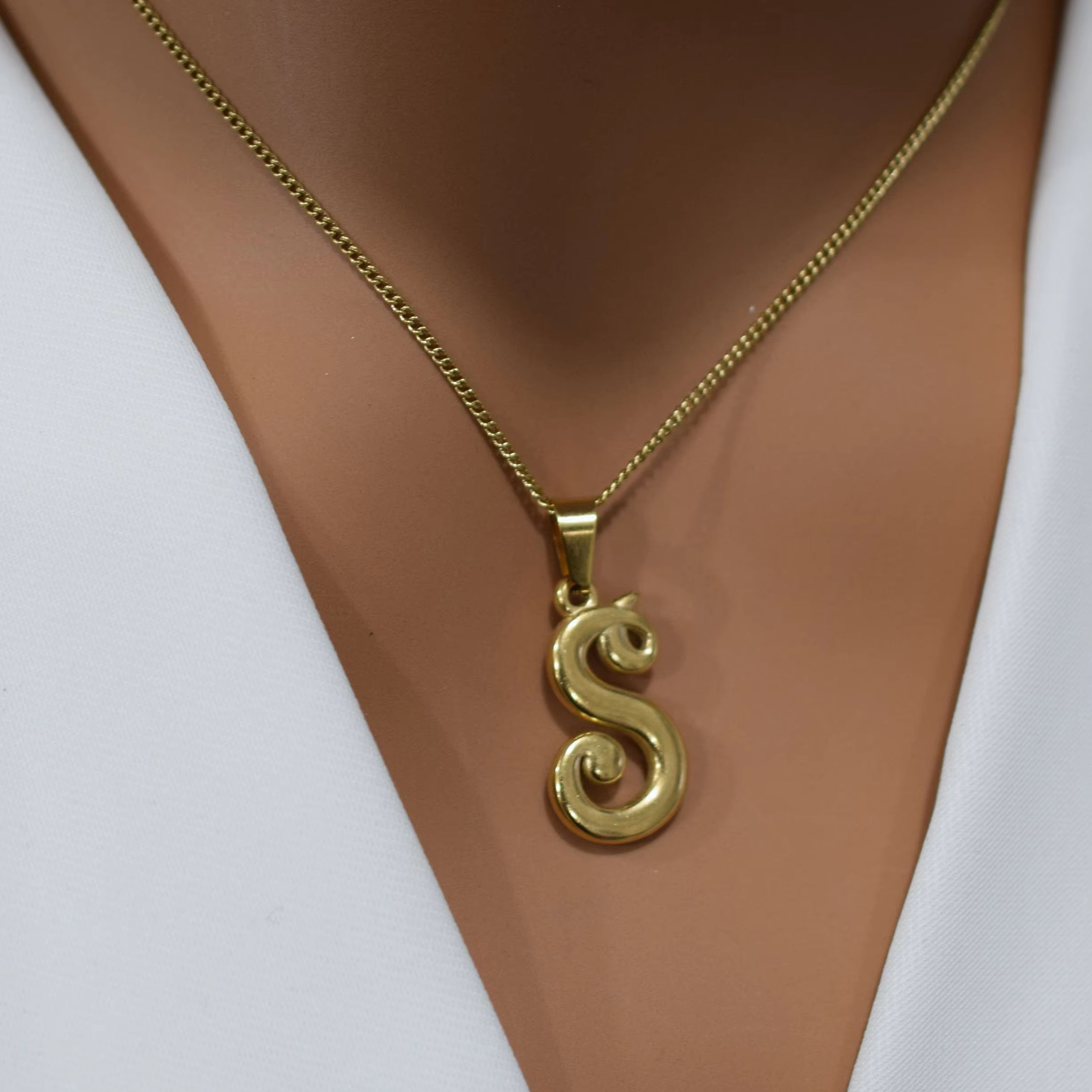 18k Gold Stainless Steel Vinta - đánh giá và giá Initial Letter Necklace 18K Gold