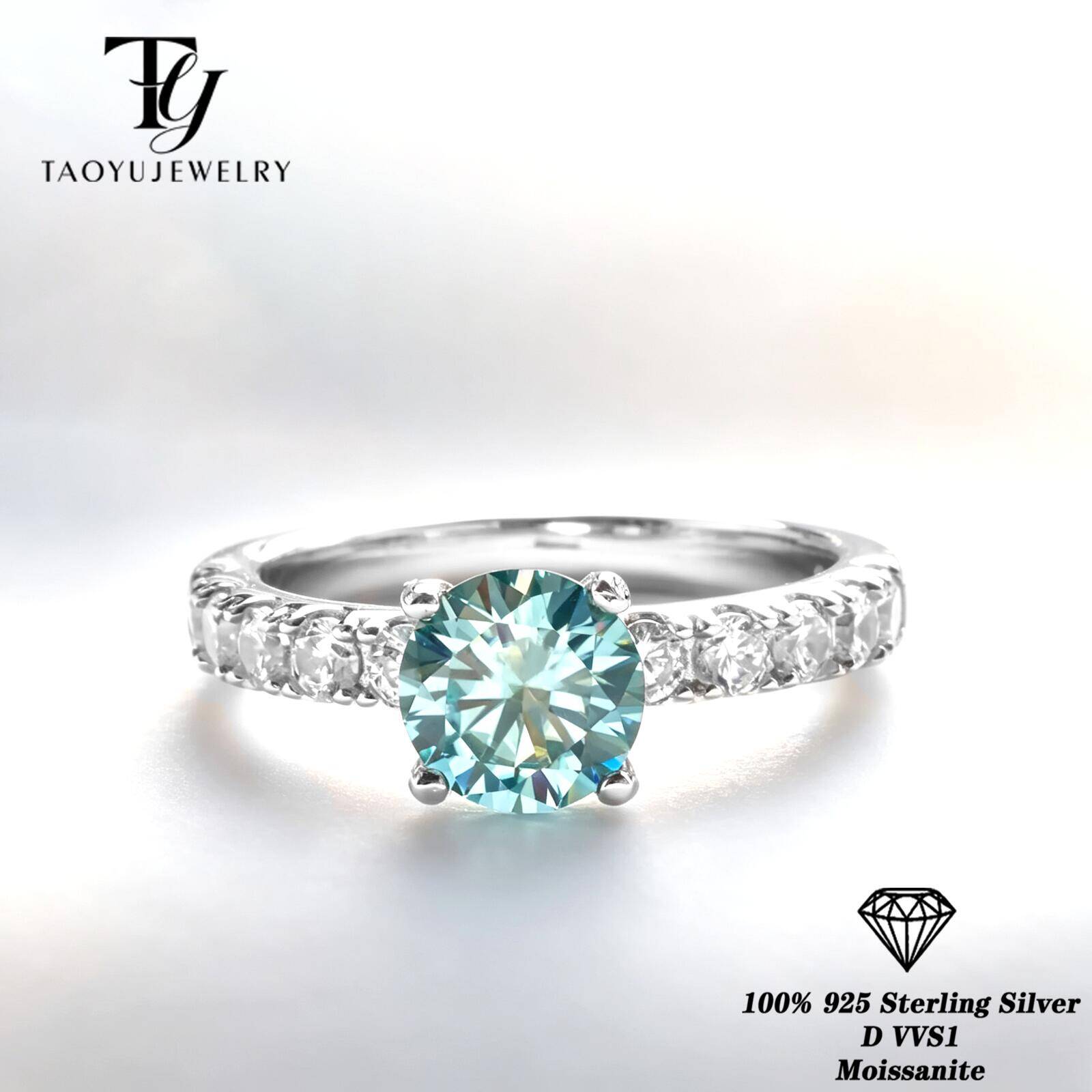 Classic 1 Carat Blue Color Moi - đánh giá và giá Moissanite Engagement Ring 1 Carat