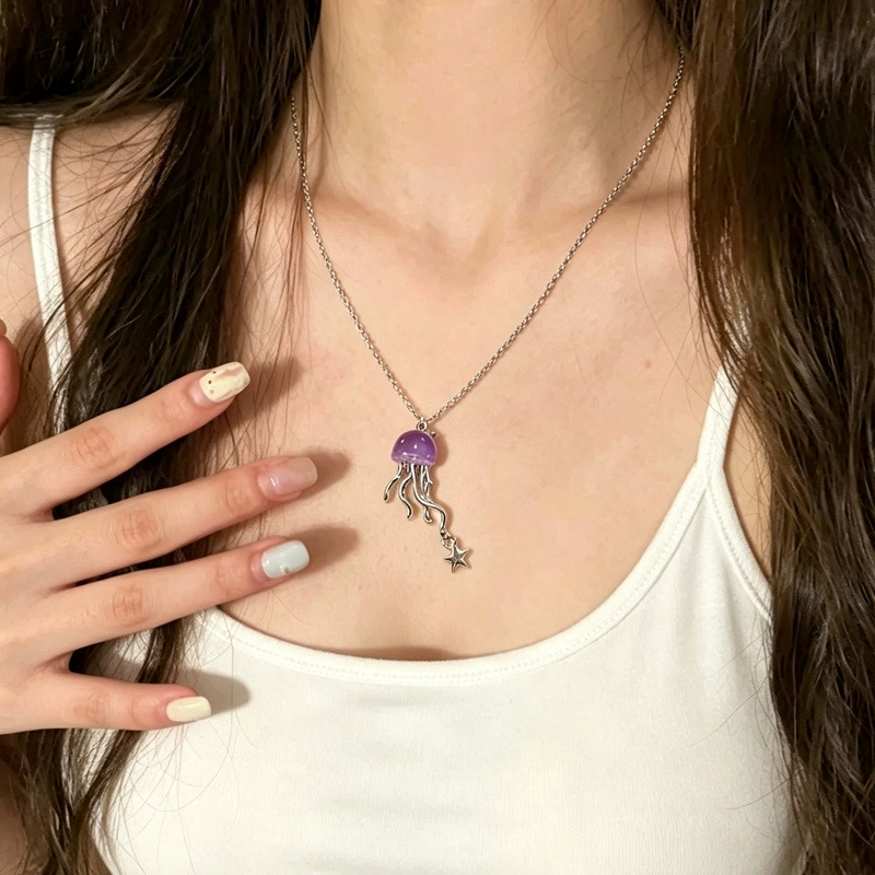 Cute Purple Jellyfish Ocean St - đánh giá và giá Layered Pendant Necklace Aesthetic