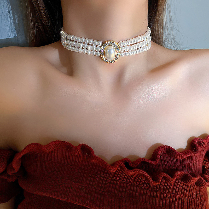 Luxury Vintage Three-layer Imi - đánh giá và giá Pearl Choker Necklace Vintage