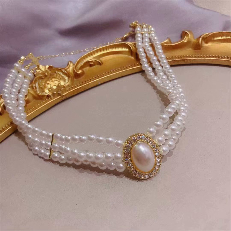 Luxury Vintage Three-layer Imi - đánh giá và giá Pearl Choker Necklace Vintage
