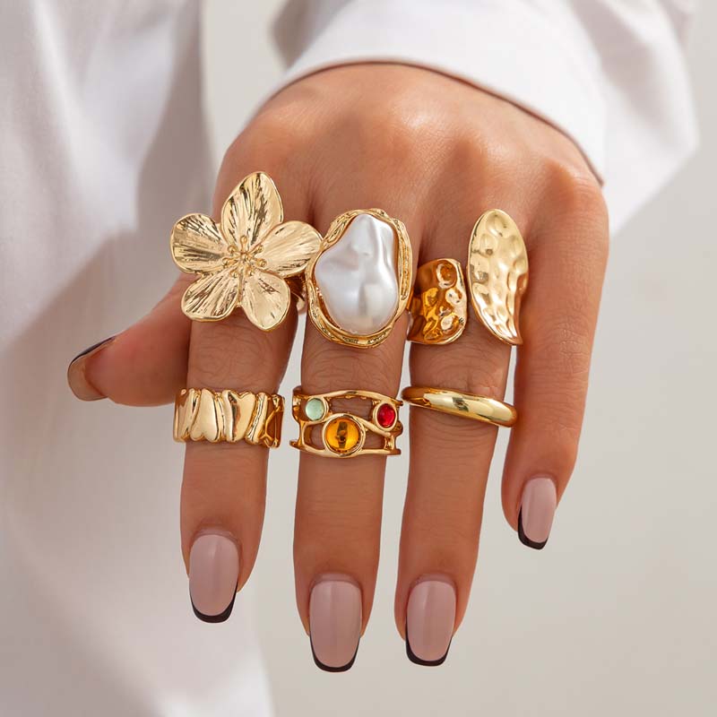 6pcs/Set Vintage Metal Flower  - đánh giá và giá Vintage Punk Knuckle Rings Set