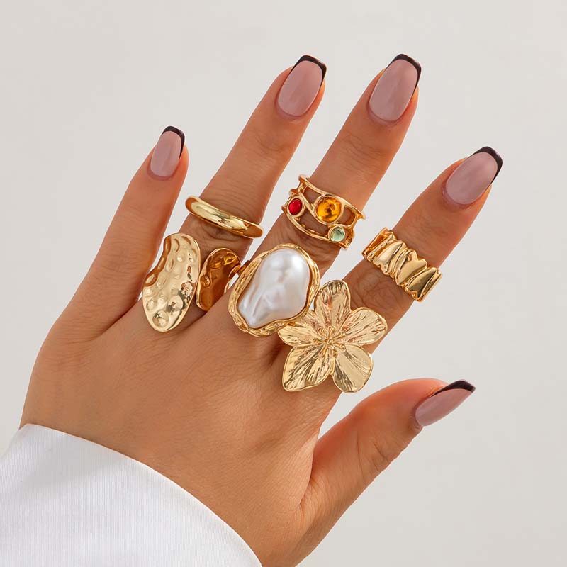 6pcs/Set Vintage Metal Flower  - đánh giá và giá Vintage Punk Knuckle Rings Set