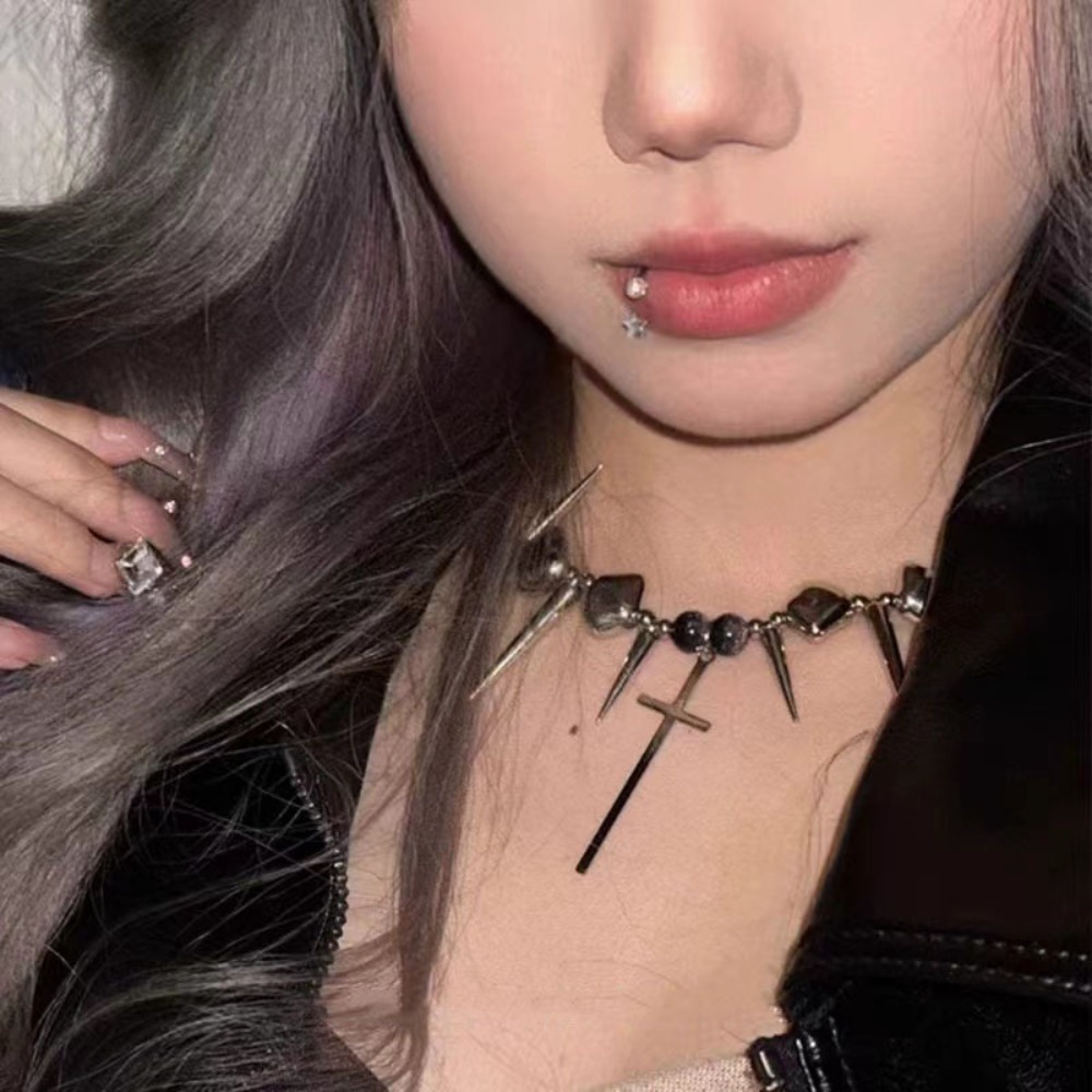 Y2k Subculture Spike Cross Riv - đánh giá và giá Goth Punk Spike Choker