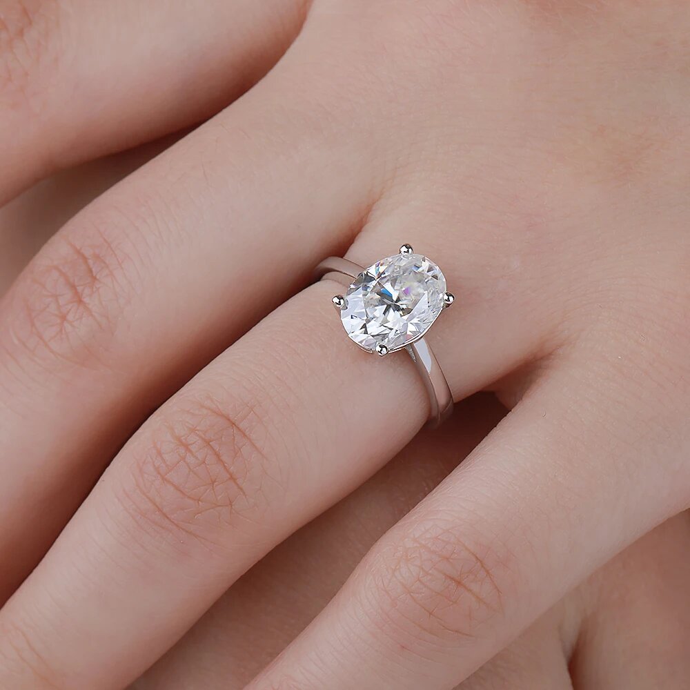1/2/3 Carat Oval Cut Moissanit - đánh giá và giá Moissanite Engagement Ring 1 Carat