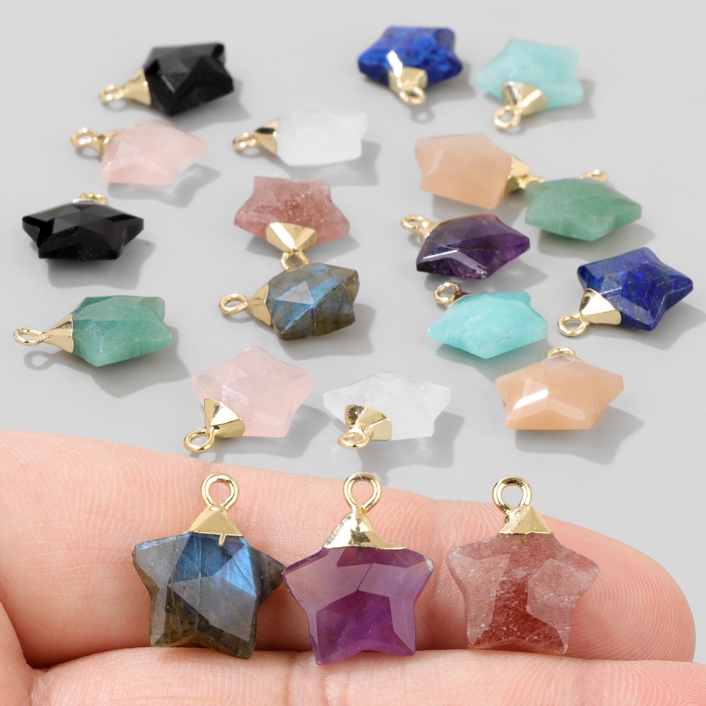 2Pcs Star Shape Stone Pendant  - đánh giá và giá Crystal Pendant Necklace Natural Stone