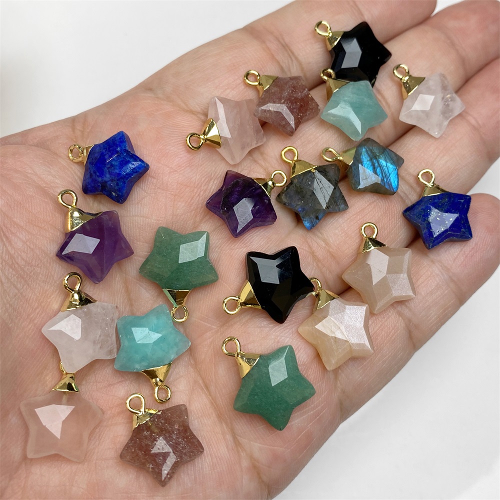 2Pcs Star Shape Stone Pendant  - đánh giá và giá Crystal Pendant Necklace Natural Stone