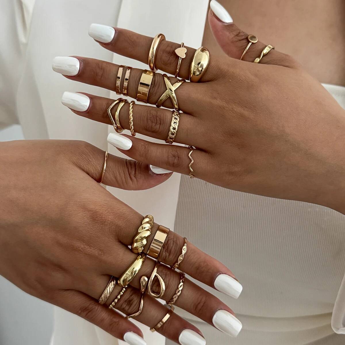 SHIXIN 24Pcs/Set Trendy Irregu - đánh giá và giá Vintage Punk Knuckle Rings Set