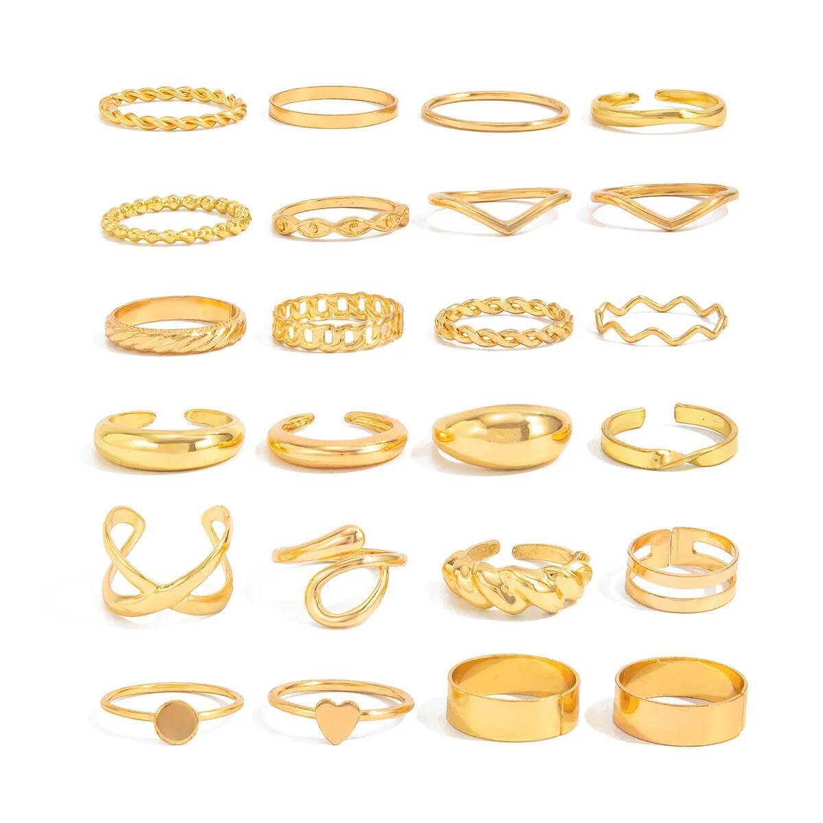 SHIXIN 24Pcs/Set Trendy Irregu - đánh giá và giá Vintage Punk Knuckle Rings Set